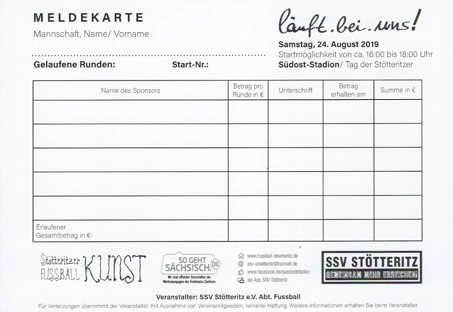 Ssv Stötteritz E. V - Sportverein -Urkunde 